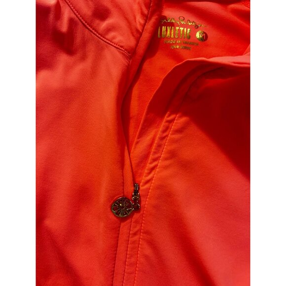 LILLY PULITZER Luxletic Neon Coral Long Sleeve Quarter Zip Top Medium - Picture 4 of 5